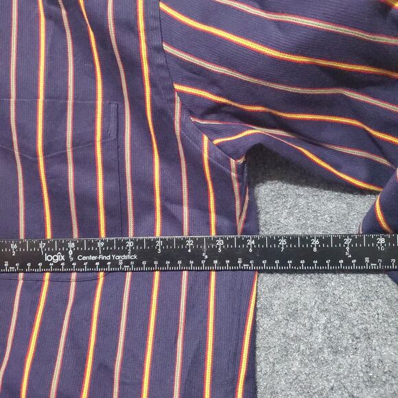 Vintage 90s Faconnable Albert Goldberg Shirt Mens M Navy Striped Button Down - Picture 5 of 10